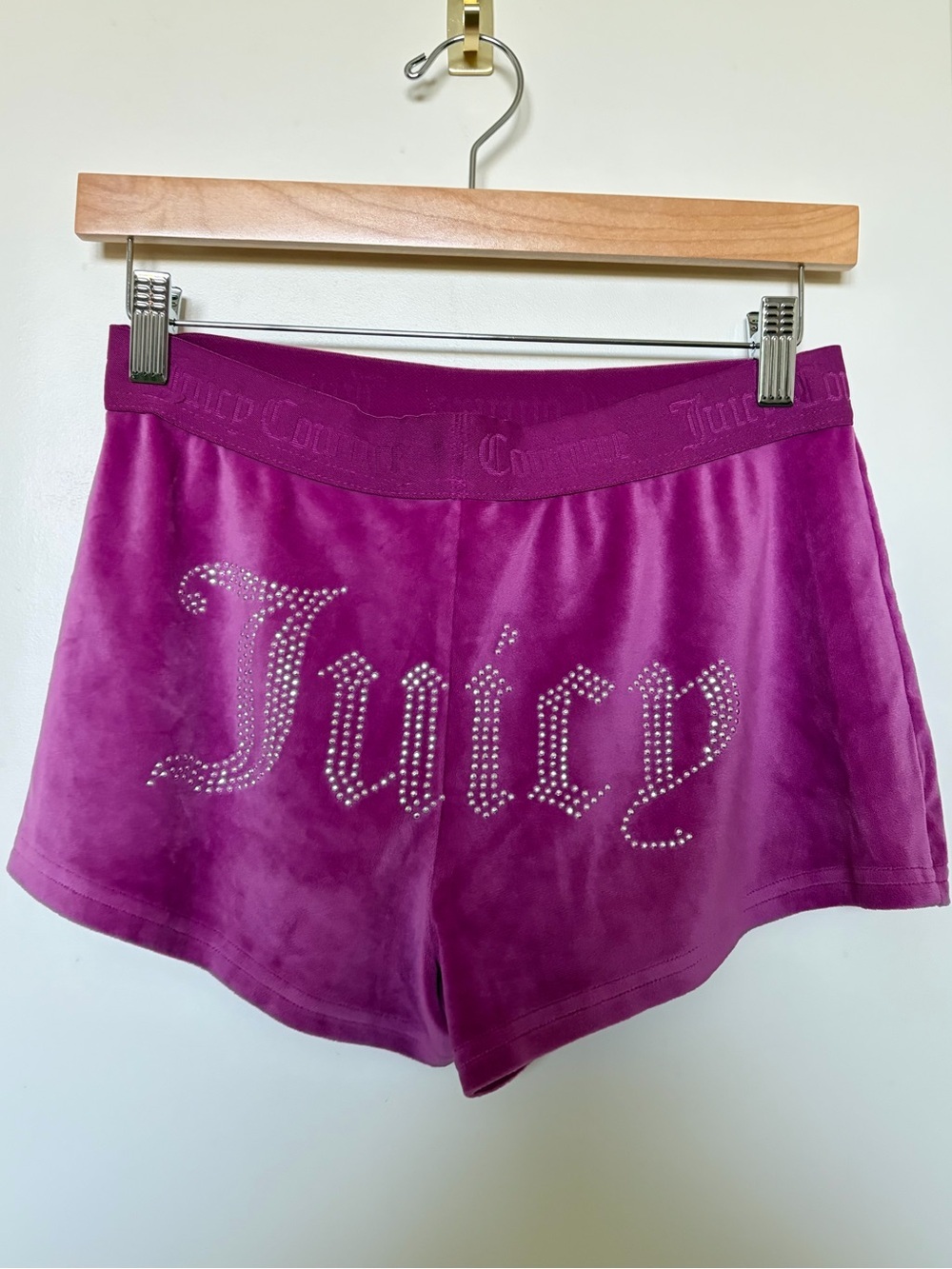 Juicy Couture Women's Pink Velvet 'Juicy' Logo Shorts